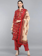 Pure Cotton Printed Kurta Pant Dupatta-VKSKD1037AB